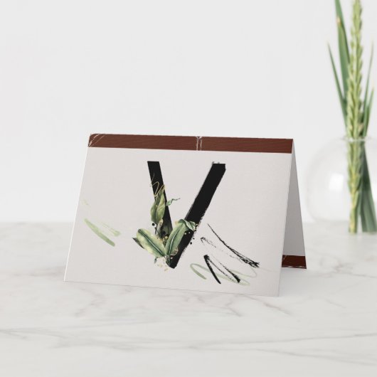 Rainforest Embellished Painted Letter V Monogram Karte (Vorderseite)