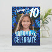 Rainforest Frog 10. Geburtstag Foto Einladung - Bl (Stehend Vorderseite)