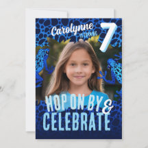 Rainforest Frosch 7. Geburtstag Foto Einladung - B