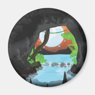 Rainforest Höhle Cartoon Landschaft Magnet