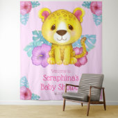 Rainforest Jungle Leopard Babydusche Hintergrund Wandteppich (Beispiel)