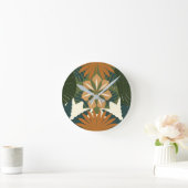 Rainforest Orange Green Tropical Botanic Runde Wanduhr (Zuhause)