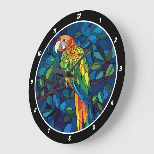 Rainforest Radiation" - Glass Parrot Wall Große Wanduhr (Winkel)