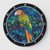Rainforest Radiation" - Glass Parrot Wall Große Wanduhr (Vorderseite)