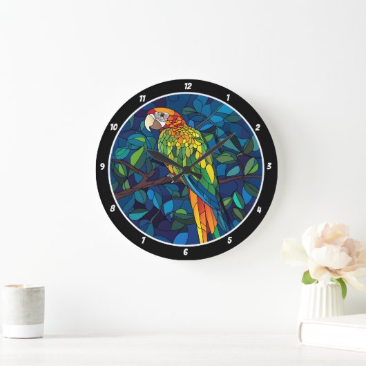 Rainforest Radiation" - Glass Parrot Wall Große Wanduhr (Zuhause)