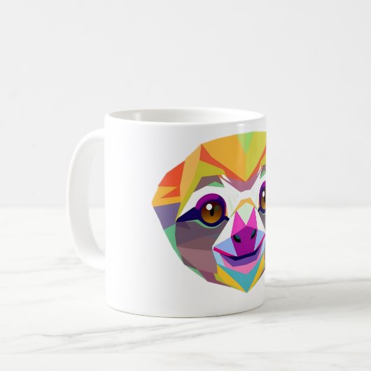 Rainforest Sloth Polygon T-Shirt Kaffeetasse (Vorderseite Links)