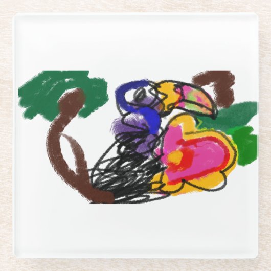 Rainforest toucan A JOY Glasuntersetzer (Vorderseite)