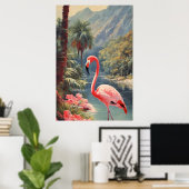 Rainforest Wildlife Pink Flamingo Vintag Poster (Heimbüro)