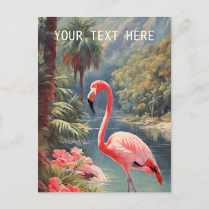Rainforest Wildlife Pink Flamingo Vintag Postkarte