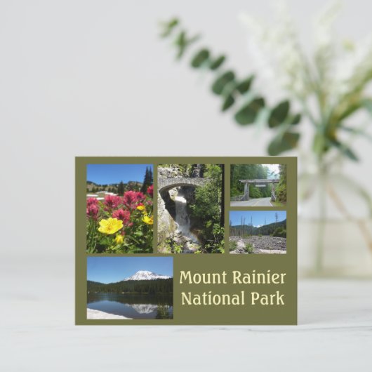 Rainier Collage (Reflection Lake & Falls) Postkarte (Stehend Vorderseite)