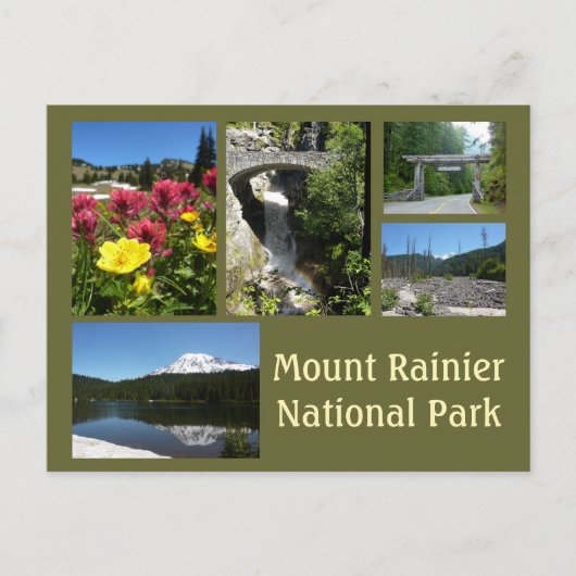 Rainier Collage (Reflection Lake & Falls) Postkarte (Vorderseite)
