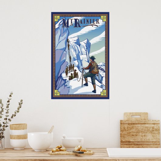 Rainier - Ice Climbing - Reiseplakat Poster (Küche)