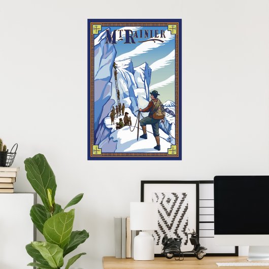 Rainier - Ice Climbing - Reiseplakat Poster (Heimbüro)
