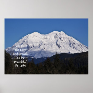 Rainier im Winter Druck mit Schrift Verse Poster