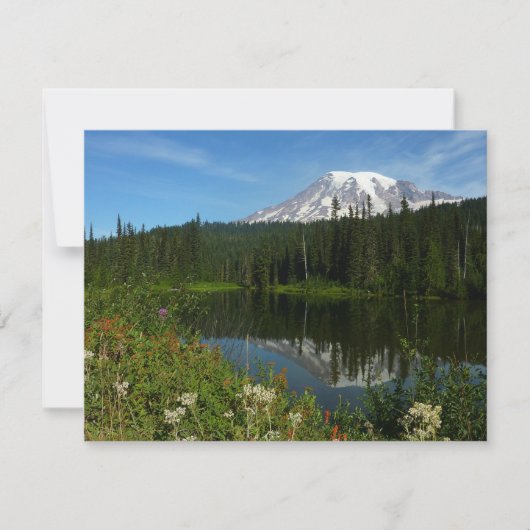 Rainier Lake Reflektion mit Wildblumen (Vorderseite)