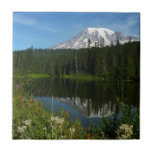 Rainier Lake Reflektion mit Wildblumen Fliese (Vorderseite)