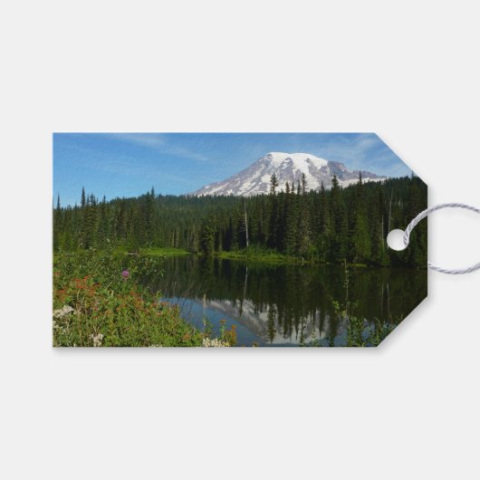 Rainier Lake Reflektion mit Wildblumen Geschenkanhänger (Vorderseite (Horizontal))