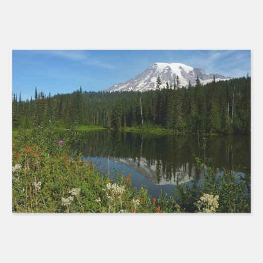 Rainier Lake Reflektion mit Wildblumen Geschenkpapier Set (Vorderseite)