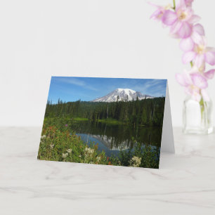 Rainier Lake Reflektion mit Wildblumen Karte