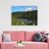 Rainier Lake Reflektion mit Wildblumen Leinwanddruck (Insitu (Wohnzimmer))
