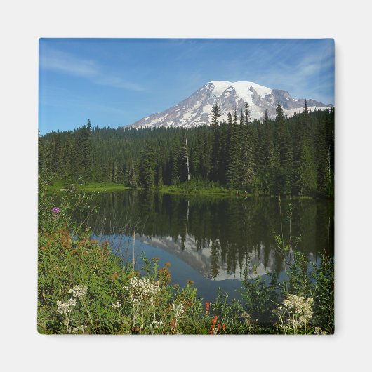 Rainier Lake Reflektion mit Wildblumen Magnet (Vorne)