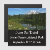 Rainier Lake Reflektion mit Wildblumen Magnetkarte (Vorne/Hinten)