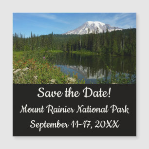 Rainier Lake Reflektion mit Wildblumen Magnetkarte