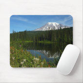 Rainier Lake Reflektion mit Wildblumen Mousepad (Mit Mouse)