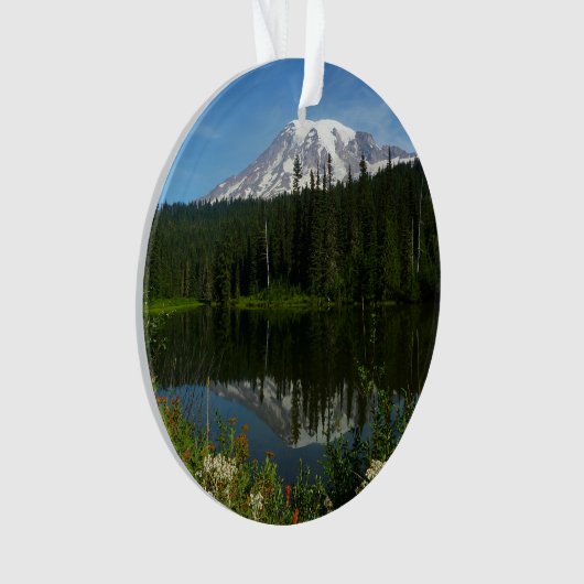 Rainier Lake Reflektion mit Wildblumen Ornament (Vorderseite)