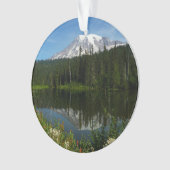 Rainier Lake Reflektion mit Wildblumen Ornament (Vorderseite)
