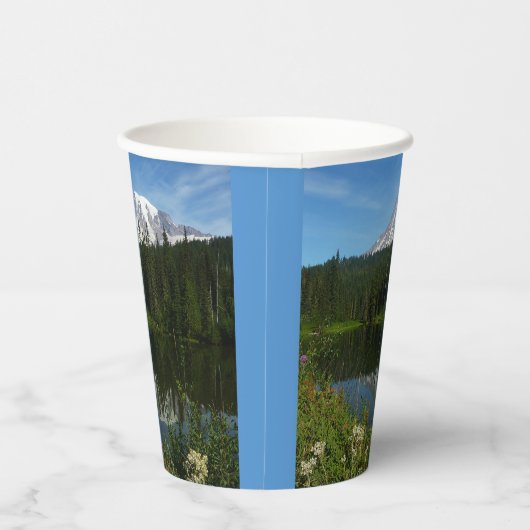Rainier Lake Reflektion mit Wildblumen Pappbecher (Rechts)