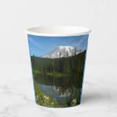Rainier Lake Reflektion mit Wildblumen Pappbecher (Vorderseite)