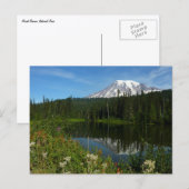 Rainier Lake Reflektion mit Wildblumen Postkarte (Vorne/Hinten)