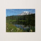 Rainier Lake Reflektion mit Wildblumen Puzzle (Horizontal)