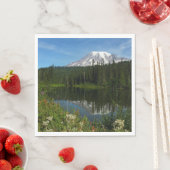 Rainier Lake Reflektion mit Wildblumen Serviette (Beispiel)