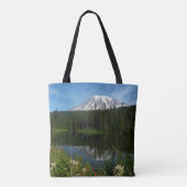 Rainier Lake Reflektion mit Wildblumen Tasche (Rückseite)