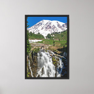 Rainier mit Myrtle Falls at Paradise Leinwanddruck