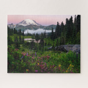 Rainier mit Sommerferien und Wildblumen Puzzle