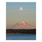 Rainier mit Vollmond Fotodruck (Vorne)