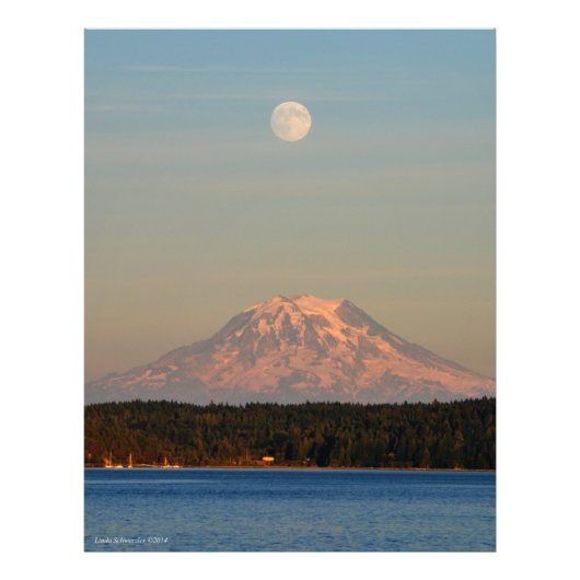 Rainier mit Vollmond Fotodruck (Vorne)