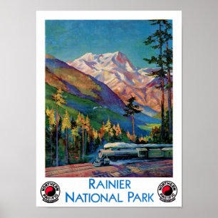 Rainier National Park Vintage Poster - wiederherge