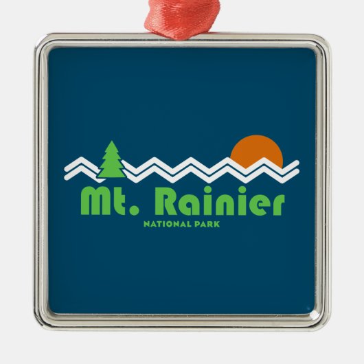 Rainier Nationalpark Retro Ornament Aus Metall (Vorne)