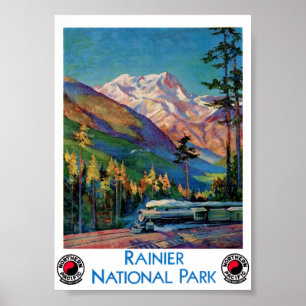 Rainier Nationalpark Vintage Poster Restauriert