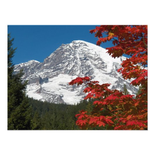 Rainier und Herbstleaven Fotodruck (Vorne)