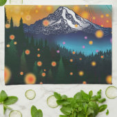Rainier w Abend Starry Sky and Fireflies Geschirrtuch (Gefaltet)