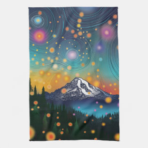 Rainier w Abend Starry Sky and Fireflies Geschirrtuch