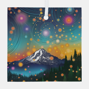 Rainier w Abend Starry Sky and Fireflies Ornament Aus Glas