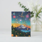 Rainier w Abend Starry Sky and Fireflies Postkarte (Stehend Vorderseite)