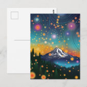 Rainier w Abend Starry Sky and Fireflies Postkarte (Vorne/Hinten)