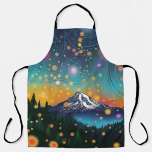 Rainier w Abend Starry Sky and Fireflies Schürze